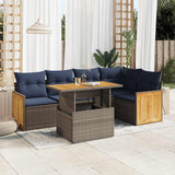 vidaXL 6-delige Loungeset met kussens poly rattan acacia zwart