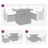 vidaXL 6-delige Loungeset met kussens poly rattan acacia zwart