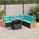vidaXL 7-delige Loungeset met kussens poly rattan acacia zwart
