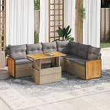 vidaXL 7-delige Loungeset met kussens poly rattan zwart