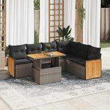 vidaXL 7-delige Loungeset met kussens poly rattan zwart