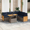 vidaXL 7-delige Loungeset met kussens poly rattan acacia zwart