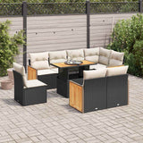 vidaXL 9-piece Poly Rattan Lounge Set with Cushions Black