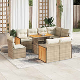 vidaXL 9-piece Poly Rattan Lounge Set with Cushions Black