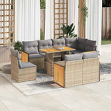 vidaXL 9-piece Poly Rattan Lounge Set with Cushions Black
