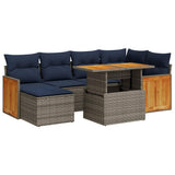 vidaXL 7-delige Loungeset met kussens poly rattan acacia bruin