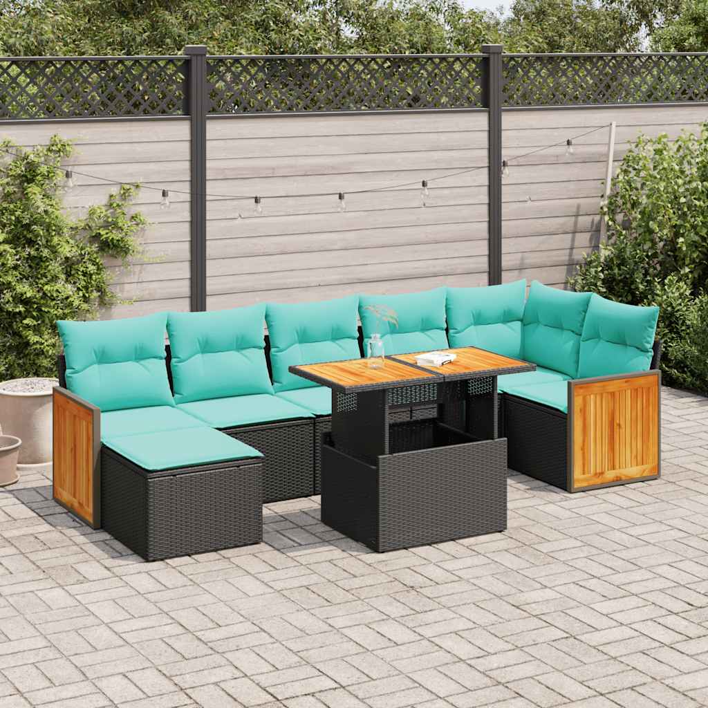 vidaXL 8-delige Loungeset met kussens poly rattan acacia grijs