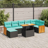 vidaXL 8-delige Loungeset met kussens poly rattan acacia grijs