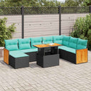 vidaXL 11-Piece Lounge Set with Cushions Poly Rattan Acacia Grey