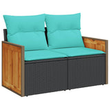 vidaXL 11-Piece Lounge Set with Cushions Poly Rattan Acacia Grey