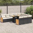 vidaXL 11-delige Loungeset met kussens poly rattan acacia zwart