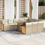 vidaXL 11-delige Loungeset met kussens poly rattan acacia zwart