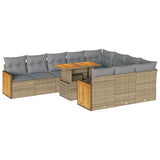 vidaXL 11-delige Loungeset met kussens poly rattan acacia zwart