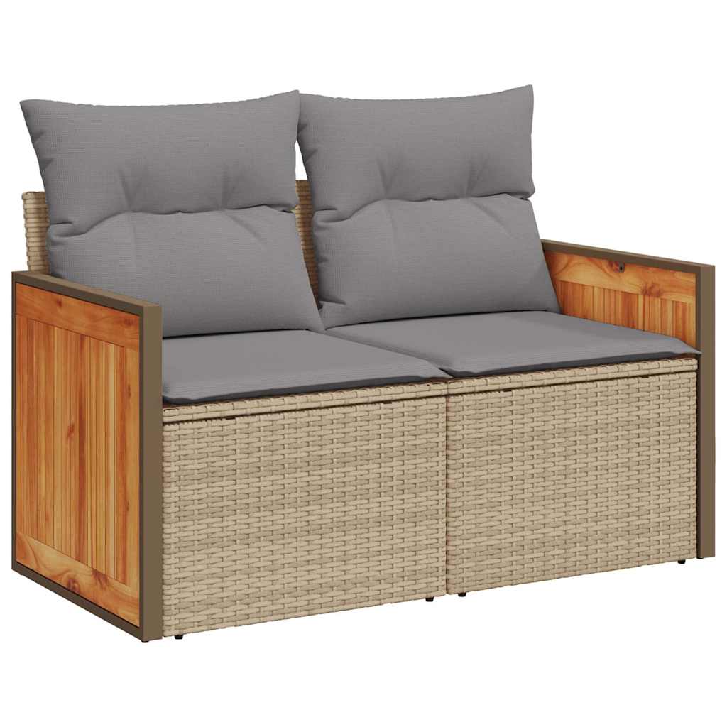 vidaXL 11-delige Loungeset met kussens poly rattan acacia zwart