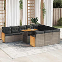 vidaXL 11-delige Loungeset met kussens poly rattan acacia zwart