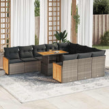 vidaXL 11-delige Loungeset met kussens poly rattan acacia zwart