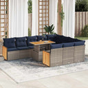 vidaXL 11-delige Loungeset met kussens poly rattan acacia zwart