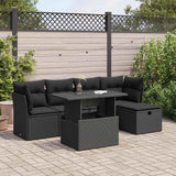 vidaXL 6-piece Lounge Set with Cushions Poly Rattan Black