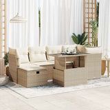 vidaXL 7-Piece Lounge Set with Cushions Poly Rattan Black