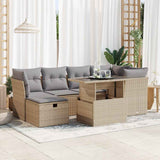 vidaXL 7-Piece Lounge Set with Cushions Poly Rattan Black