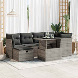 vidaXL 7-Piece Lounge Set with Cushions Poly Rattan Black