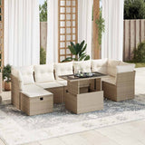vidaXL 8-delige Loungeset met kussens poly rattan zwart