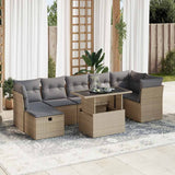 vidaXL 8-delige Loungeset met kussens poly rattan zwart