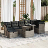 vidaXL 8-delige Loungeset met kussens poly rattan zwart