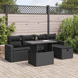 vidaXL 6-Piece Lounge Set with Cushions Poly Rattan Black