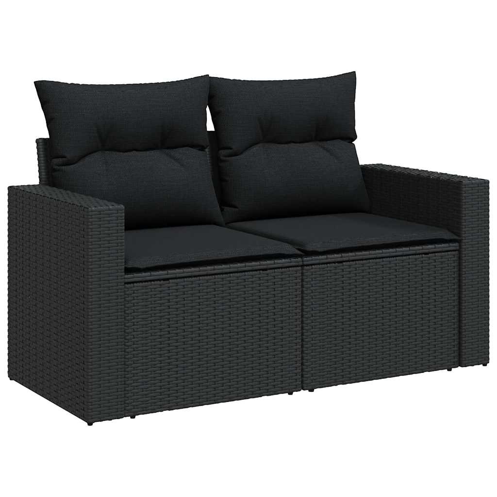 vidaXL 6-Piece Lounge Set with Cushions Poly Rattan Black