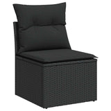 vidaXL 6-Piece Lounge Set with Cushions Poly Rattan Black