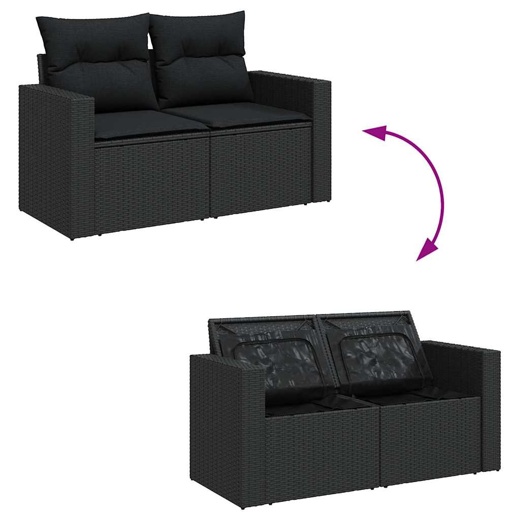 vidaXL 6-Piece Lounge Set with Cushions Poly Rattan Black