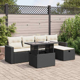 vidaXL 6-Piece Lounge Set with Cushions Poly Rattan Black