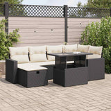vidaXL 7-delige Loungeset met kussens poly rattan zwart