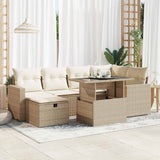 vidaXL 7-delige Loungeset met kussens poly rattan zwart