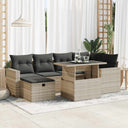 vidaXL 7-delige Loungeset met kussens poly rattan zwart