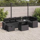 vidaXL 8-delige Loungeset met kussens poly rattan zwart