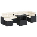 vidaXL 8-delige Loungeset met kussens poly rattan zwart