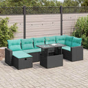 vidaXL 8-delige tuinbankset met kussens, zwart polyrotan