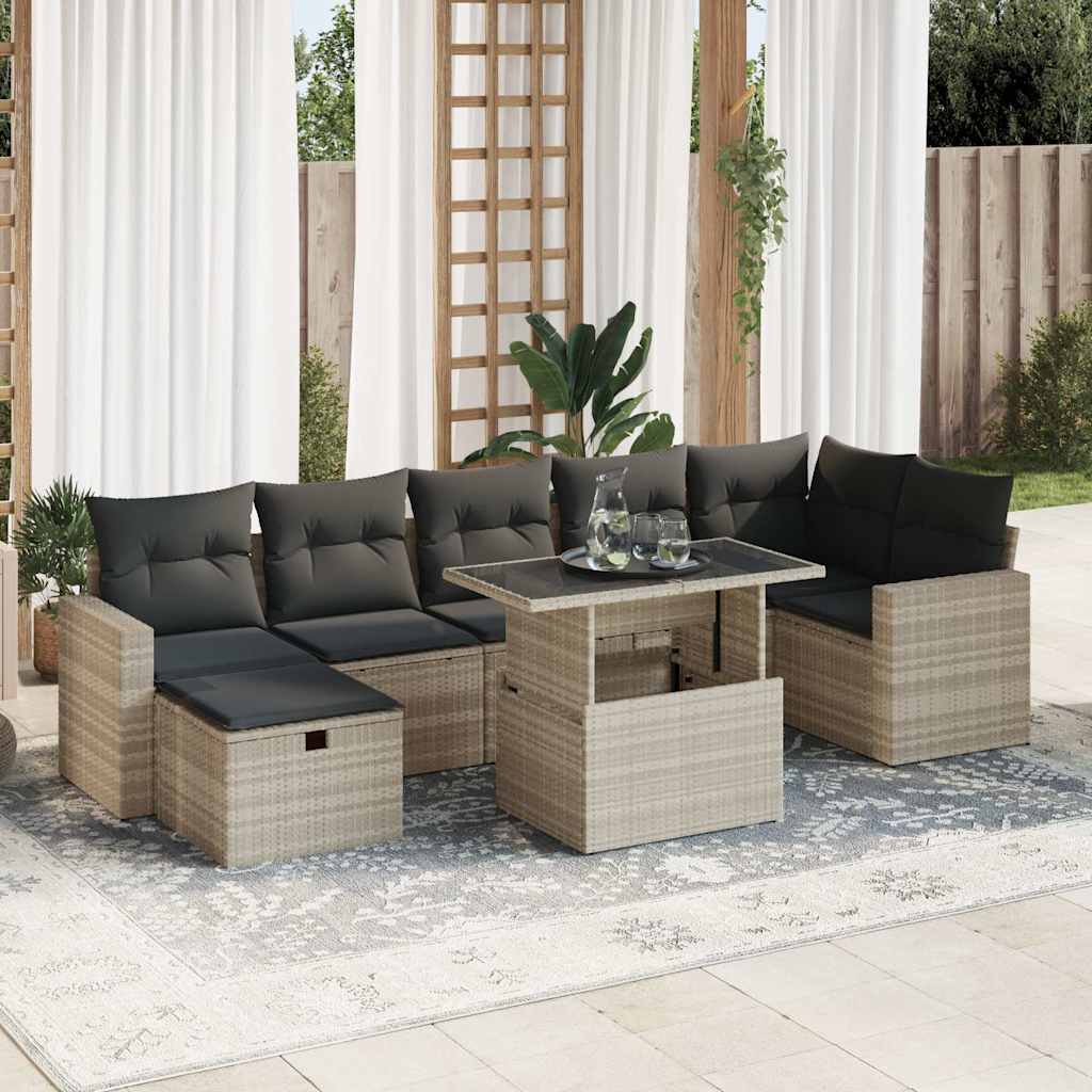 vidaXL 8-delige Loungeset met kussens poly rattan zwart