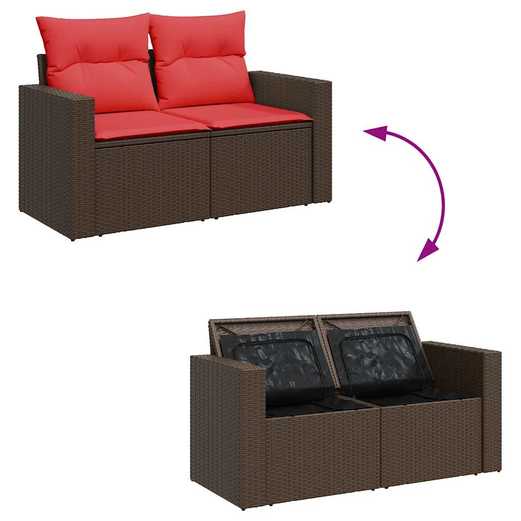 vidaXL 8-delige tuinbankset met kussens, zwart polyrotan