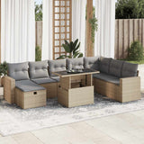 vidaXL 9-delige Loungeset met kussens poly rattan zwart