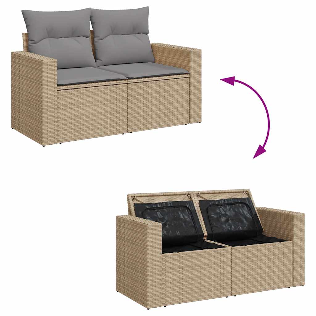 vidaXL 9-delige Loungeset met kussens poly rattan zwart