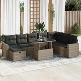 vidaXL 9-delige Loungeset met kussens poly rattan zwart