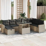 vidaXL 9-delige Loungeset met kussens poly rattan zwart
