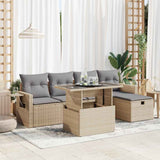 vidaXL 6-delige Loungeset met kussens poly rattan zwart