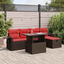 vidaXL 6-Piece Garden Sofa Set with Cushions Black Poly Rattan