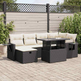 vidaXL 7-Piece Lounge Set with Cushions Poly Rattan Black