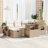 vidaXL 7-Piece Lounge Set with Cushions Poly Rattan Black