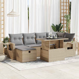vidaXL 7-Piece Lounge Set with Cushions Poly Rattan Black